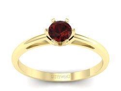 Złoty pierścionek z granatem żółte złoto - p16343zgr