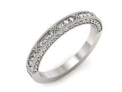 Pierscionek Obrączka z brylantami białe złoto 585 - p16345b
