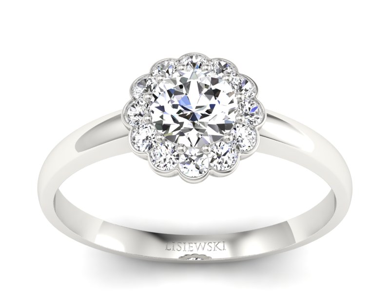 Złoty pierścionek z brylantami białe złoto - p16347b - 1