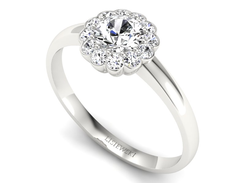 Złoty pierścionek z brylantami białe złoto - p16347b - 3