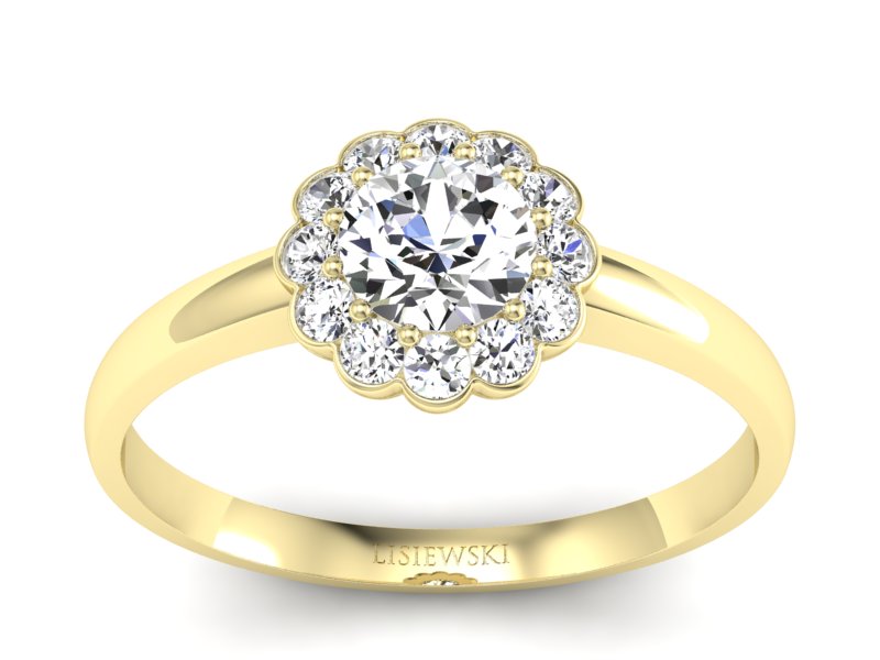 Złoty pierścionek z brylantami żółte złoto - p16347z - 1