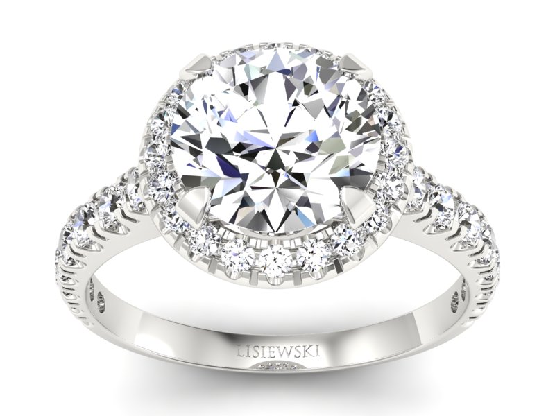 Złoty pierścionek z brylantami białe złoto - p16348b - 1