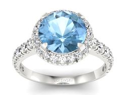 Pierścionek z topazem i brylantami białe złoto - p16348btp