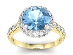 Złoty pierścionek z topazem i brylantami - p16348zbtp