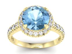 Złoty pierścionek z topazem i brylantami - p16348ztp