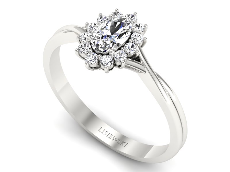 Pierścionek zaręczynowy z diamentami białe złoto - p16351b - 3