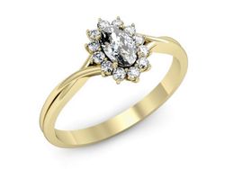 Pierścionek z diamentami z białego i żółtego złota - p16351z