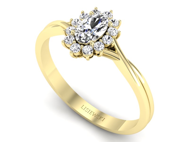 Pierścionek z diamentami z białego i żółtego złota - p16351z - 3