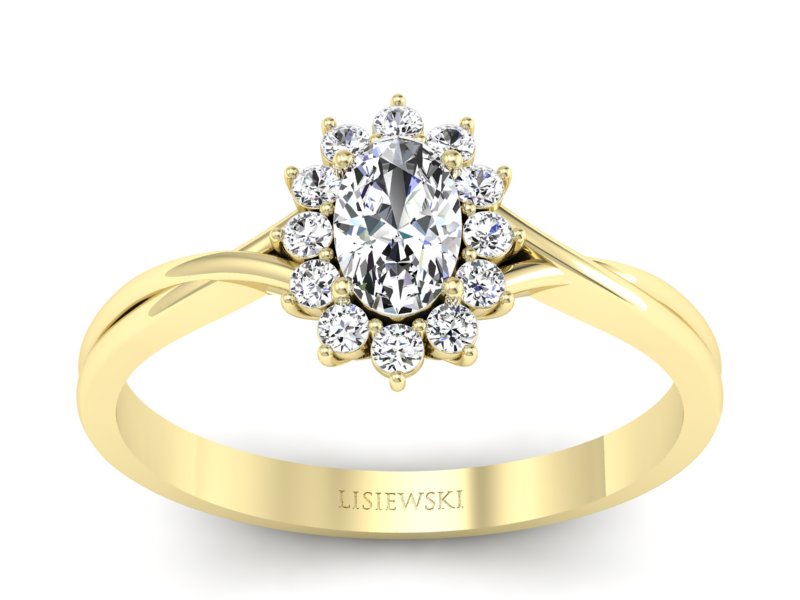 Pierścionek z diamentami z białego i żółtego złota - p16351z - 1