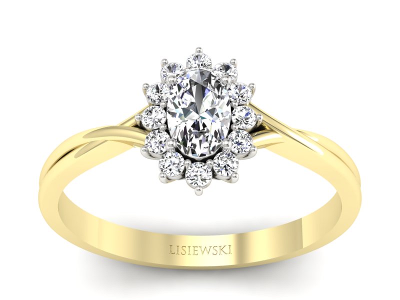 Złoty pierścionek z diamentami żółte złoto - p16351zb - 1