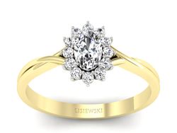 Złoty pierścionek z diamentami żółte złoto - p16351zb