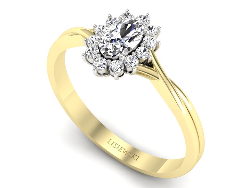 Złoty pierścionek z diamentami żółte złoto - p16351zb - 3