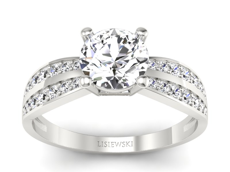 Złoty pierścionek z brylantami białe złoto - p16354b - 1