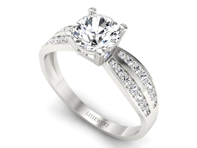 Złoty pierścionek z brylantami białe złoto - p16354b - 3