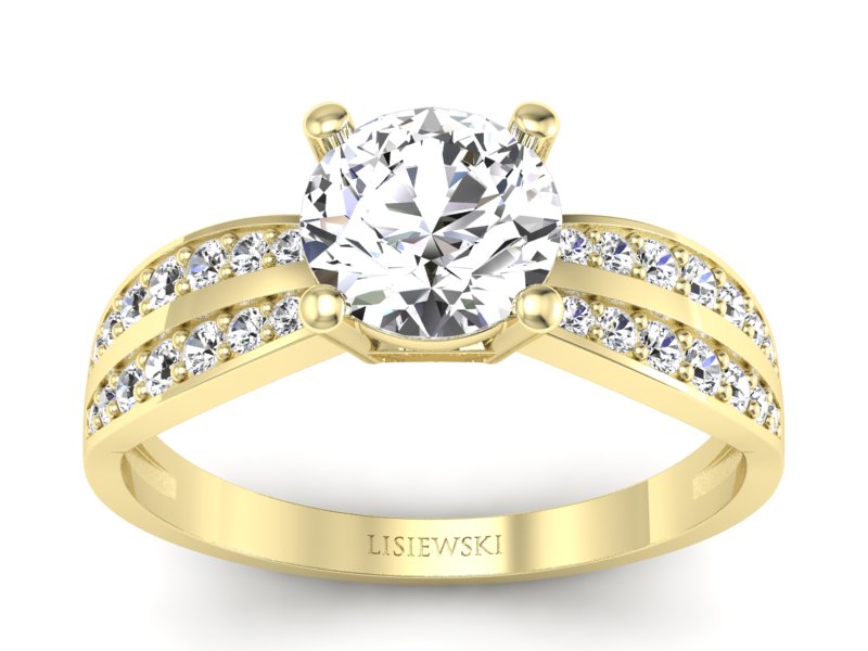 Złoty pierścionek z brylantami żółte złoto - p16354z - 1