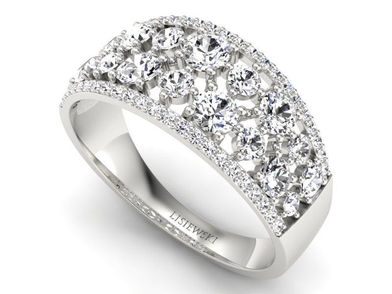 Złoty pierścionek z brylantami białe złoto - p16360b - 3