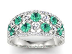 Złoty pierścionek ze szmaragdami z brylantami - p16360bsm