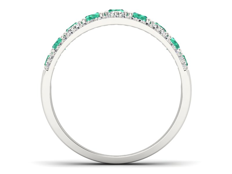 Złoty pierścionek ze szmaragdami z brylantami - p16360bsm - 2