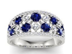 Złoty pierścionek z szafirami z brylantami - p16360bsz