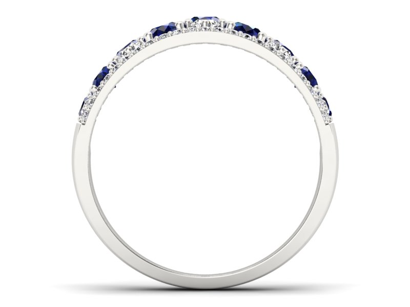 Złoty pierścionek z szafirami z brylantami - p16360bsz - 2