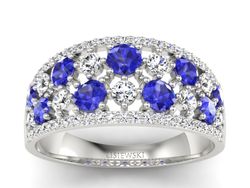 Złoty pierścionek z szafirami z brylantami - p16360bszc