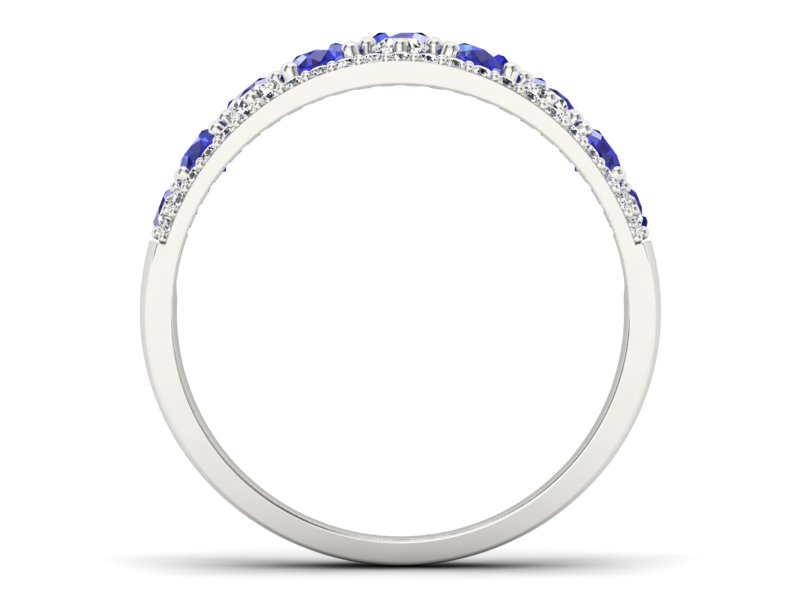 Złoty pierścionek z szafirami z brylantami - p16360bszc - 2