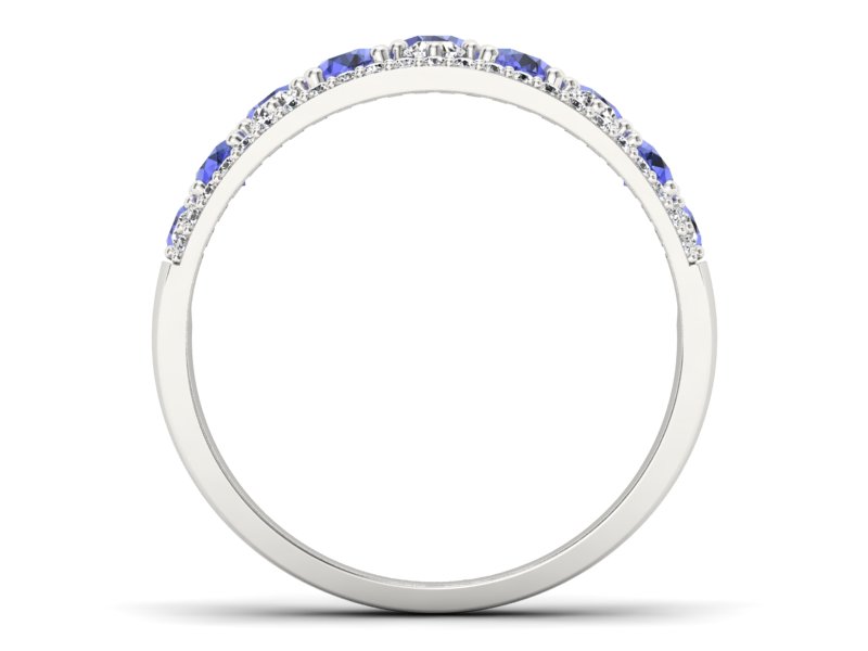 Złoty pierścionek z tanzanitami i brylantami - p16360bt - 2