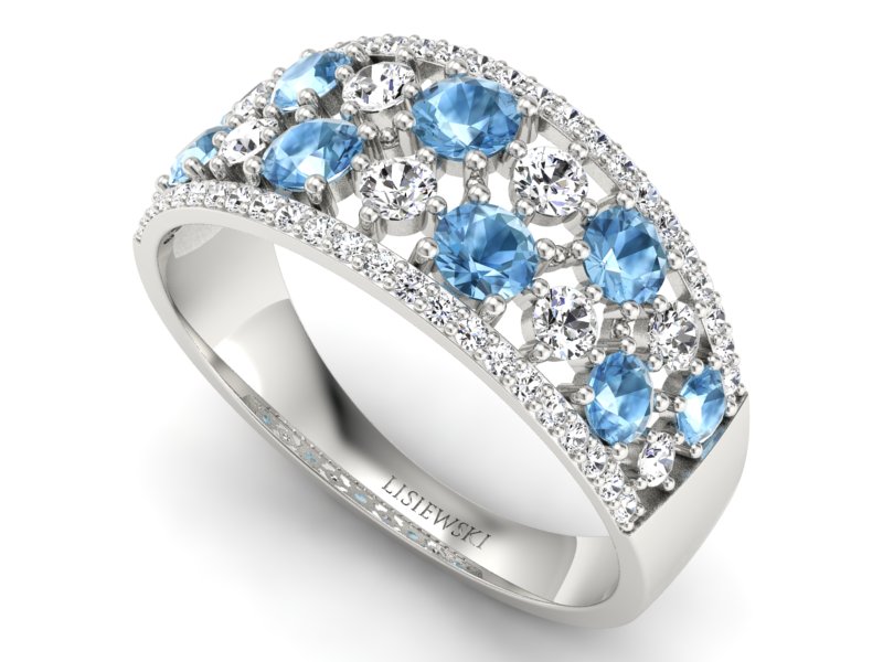 Pierścionek białe złoto z topazami i brylantami - p16360btp - 3