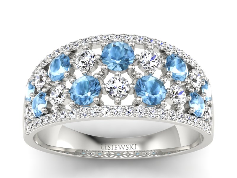 Pierścionek białe złoto z topazami i brylantami - p16360btp - 1