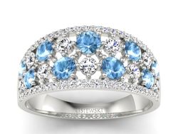 Pierścionek białe złoto z topazami i brylantami - p16360btp