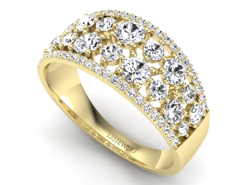 Złoty pierścionek z brylantami żółte złoto - p16360z - 3