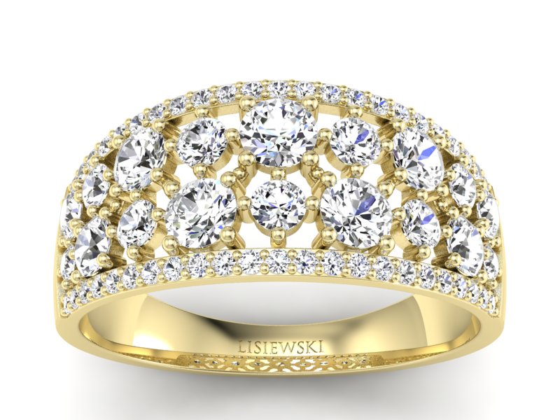 Złoty pierścionek z brylantami żółte złoto - p16360z - 1