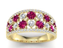 Pierścionek z rubinami i brylantami żółte złoto - p16360zr