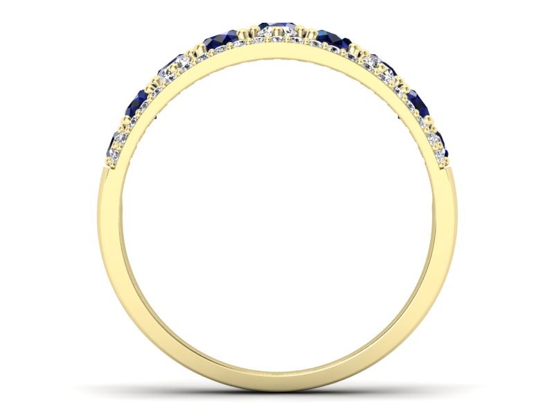 Złoty pierścionek z szafirem i brylantami - p16360zsz - 2