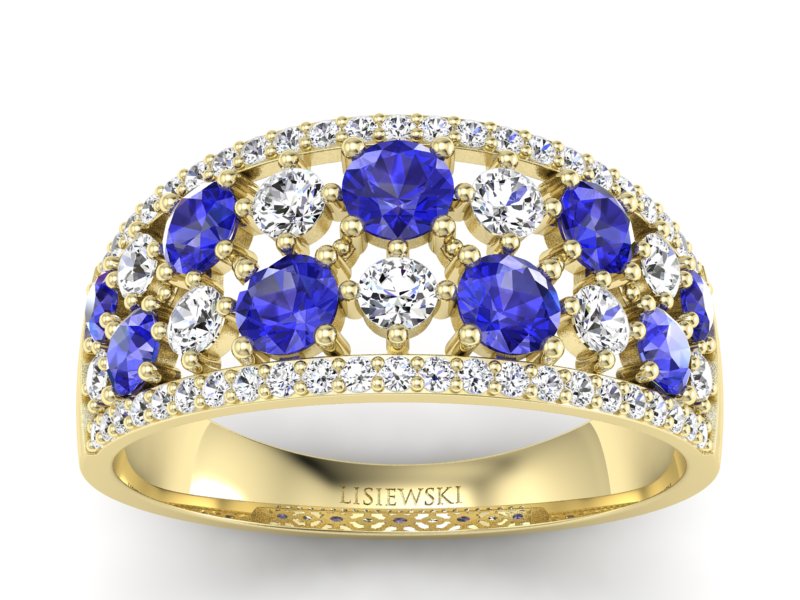 Pierścionek szafirami i diamentami żółte złoto - p16360zszc - 1