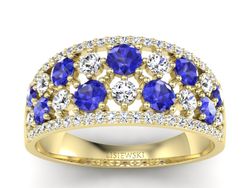 Pierścionek szafirami i diamentami żółte złoto - p16360zszc