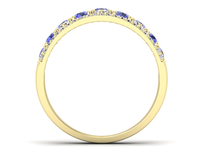 Złoty pierścionek z tanzanitami i brylantami - p16360zt - 2