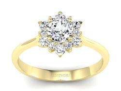 Złoty pierścionek z brylantami żółte złoto - p16362z