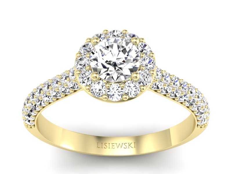 Pierścionek zaręczynowy z brylantami żółte złoto - p16364z - 1