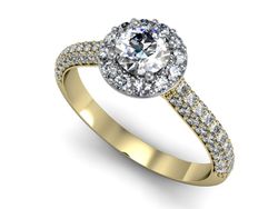 Pierścionek z diamentami żółte i białe złoto 585 - p16364zb