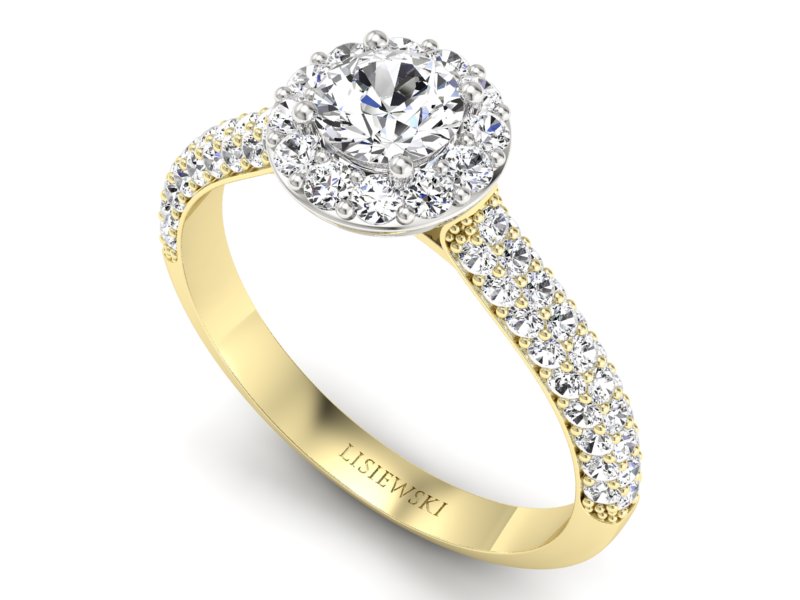 Pierścionek z diamentami żółte i białe złoto - p16364zb - 3