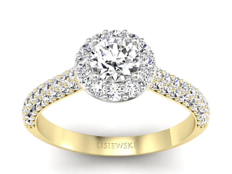 Złoty pierścionek z szafirem i brylantami - p16364zbszb - 1