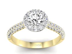 Złoty pierścionek z szafirem i brylantami - p16364zbszb