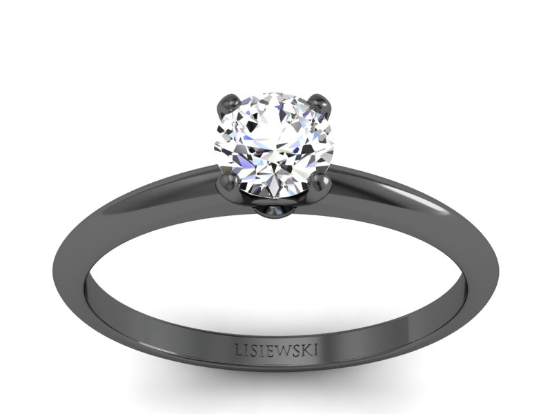 Złoty pierścionek z diamentem czarne złoto - p16365cz - 1