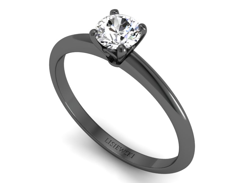 Złoty pierścionek z diamentem czarne złoto - p16365cz - 3