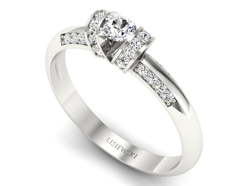 Złoty pierścionek z brylantami białe złoto - p16367b - 3