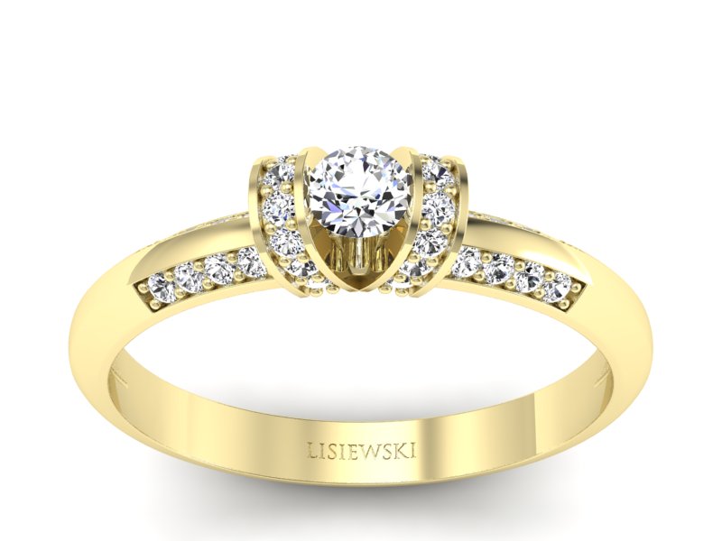 Złoty pierścionek z brylantami żółte złoto - p16367z - 1