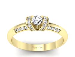 Złoty pierścionek z brylantami żółte złoto - p16367z