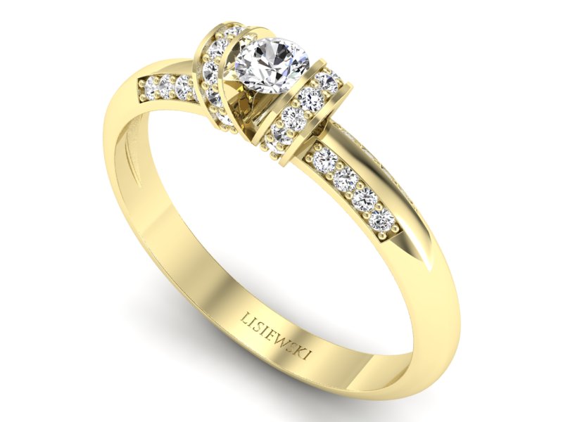 Złoty pierścionek z brylantami żółte złoto - p16367z - 3