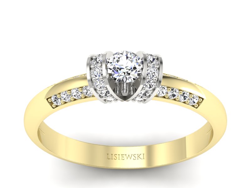 Pierścionek z brylantami żółte i białe złoto - p16367zb - 1